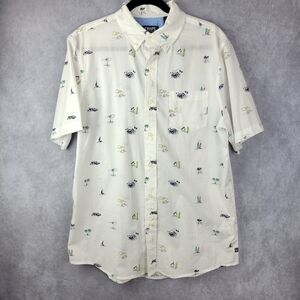 chaps easy care mens surf button up Cotton Coast‎ Beachy Summer shirt Size M